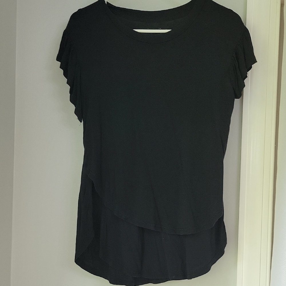 Latched Mama Black Ruffled Sleeve Nursing Shirt